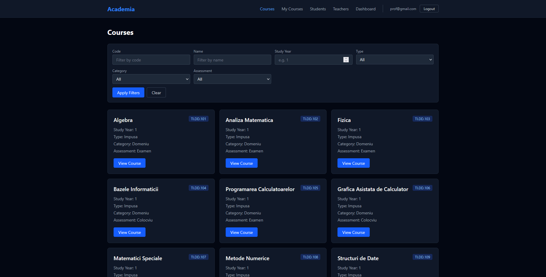 .NET Academia - Backend API screenshot 1