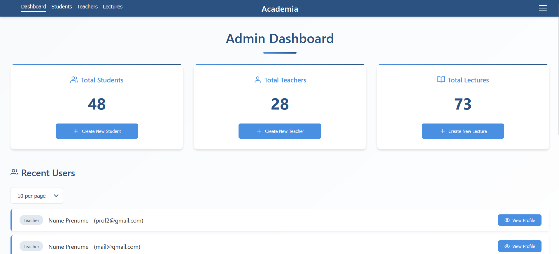 Academia - Web Application screenshot 1